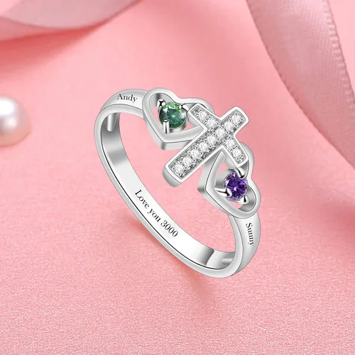 Vista 5 de BAUMA AUTO Anillo personalizado para madres con piedras natales de imitación de 12345678 para abuela, madre, anillos de aniversario significativos