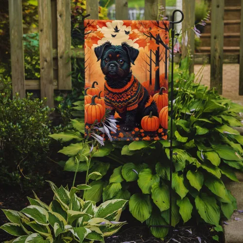 Vista 2 de Caroline's Treasures DAC1001GF Affenpinscher - Bandera decorativa para jardín de otoño, decoración para patio exterior, patio, parterres