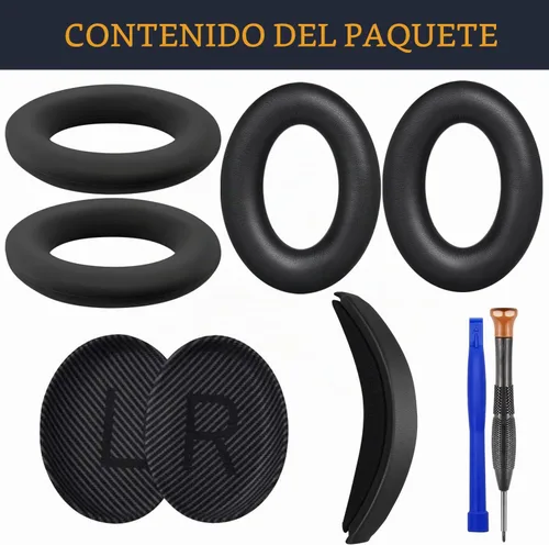 Vista 3 de SOULWIT Kit de repuesto para Bose QC35/QC35 ii - Negro