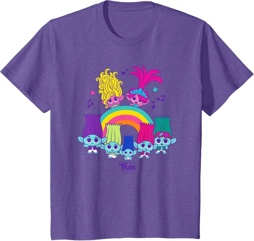 Vista 37 de Camiseta DreamWorks Trolls Band Together BroZone Poppy Viva Rainbow Negro