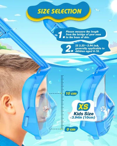Vista 3 de QingSong Máscara de esnórquel para niños de cara completa, juego de esnórquel con soporte para cámara, plegable, vista panorámica de 180 grados