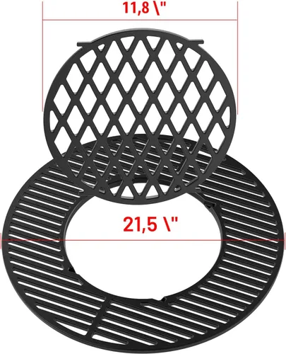 Vista 2 de onlyfire Rejilla de hierro fundido Rejilla de repuesto Gourmet BBQ System para Weber 22inch Kettle Charcoal Grills