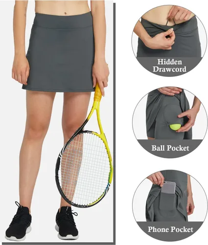 Vista 2 de HonourSex Faldas de golf para mujer con bolsillos, faldas de tenis con pantalones cortos, pantalones cortos, ropa deportiva, senderismo