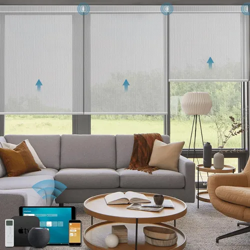 Vista 43 de Cortinas enrollables inteligentes de filtrado de luz motorizadas compatibles con HomeKit, persianas inteligentes para ventanas con 1% de apertura