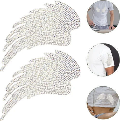 Vista 8 de NUOBESTY Iron-on Angel Wings Rhinestone Applique Patch 2pcs DIY Garment Sewing Embellishments for Clothing Bags Hats Decoration Craft Supplies