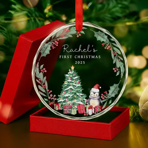 Vista 7 de Adorno de cristal personalizado para anuncio de bebé, adorno de Feliz Navidad, abuela y abuelo te veo en 2024, regalo de abuelos promocionados
