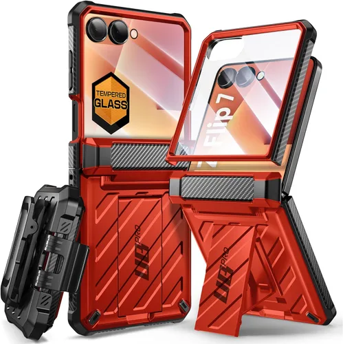 Vista 12 de SUPCASE Funda para Samsung Galaxy Z Flip 7 con soporte integrado y clip para cinturón (Unicorn Beetle Pro), [protección de bisagra]