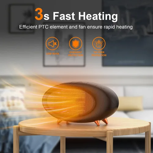 Vista 2 de Calentador de escritorio, calentador de escritorio pequeño de 600 W de eficiencia energética para uso en interiores, calentador de espacio