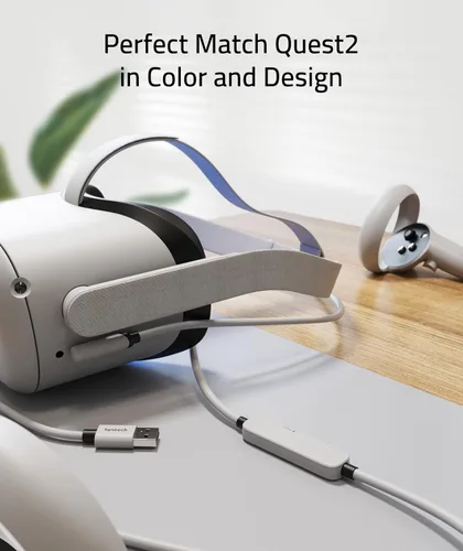 Vista 6 de Syntech Cable de enlace de 16 pies compatible con OculusMeta Quest 2 accesorios VR, puerto de carga USB C separado para suficiente energía, cable