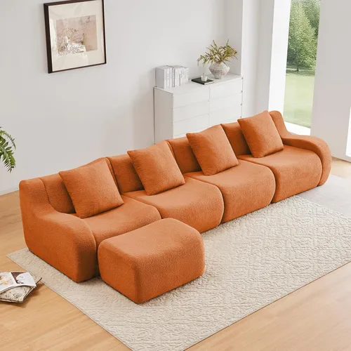 Vista 13 de Sofás de peluche sin hueso para sala de estar, juego de sofá modular negro con asiento profundo, sofá de gran tamaño, sofás para sala, cómodos sofás