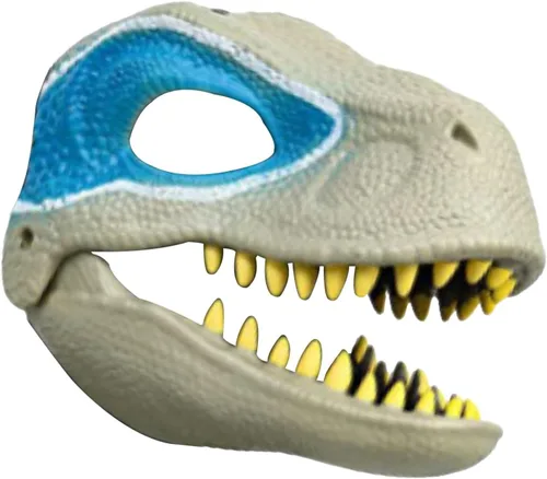 Vista 5 de Máscara de dinosaurio con mandíbula móvil, novedosa máscara de dragón de látex para escenario de vestir