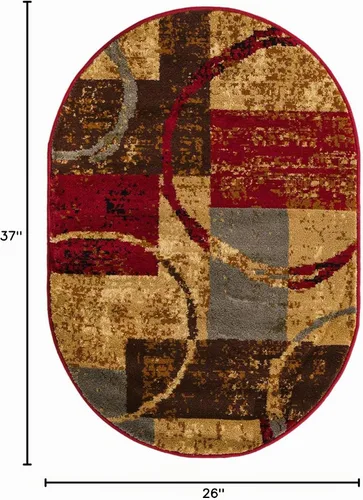 Vista 2 de Unique Loom Barista Collection - Alfombra de área Kouillou (2' 2" x 3' 1" ovalada, multi/marrón)