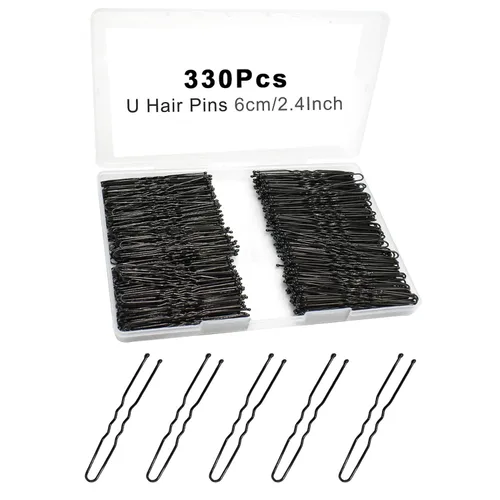 Vista 14 de Juego de 330 horquillas negras de 2.2 pulgadas, juego de horquillas con caja, horquillas para el cabello de alta calidad para niños, niñas