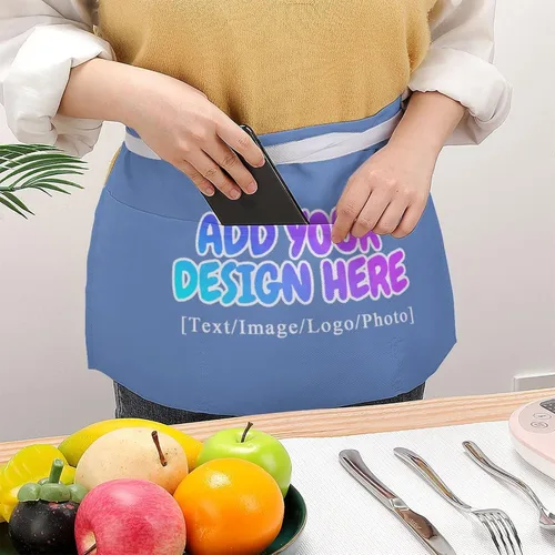 Vista 187 de AXKEUDO Delantal personalizado con bolsillos, delantales de cintura para camarera para cocinar en casa, restaurante, servir trabajo