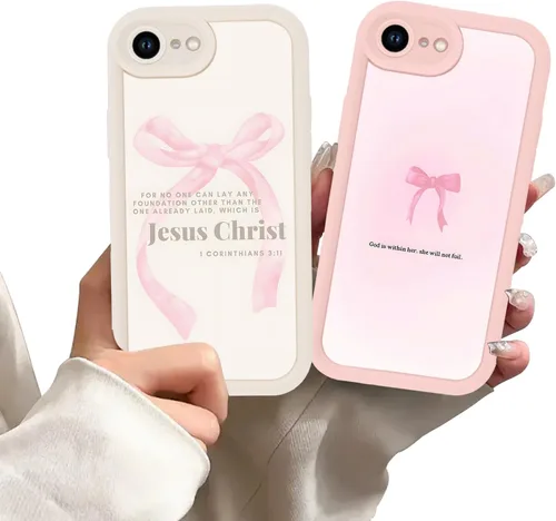 Vista 90 de Paquete de 2 fundas protectoras para iPhone 8 Plus/7 Plus de 5.5 pulgadas con collage de versículos bíblicos de Jesús para mujeres y niñas, diseño