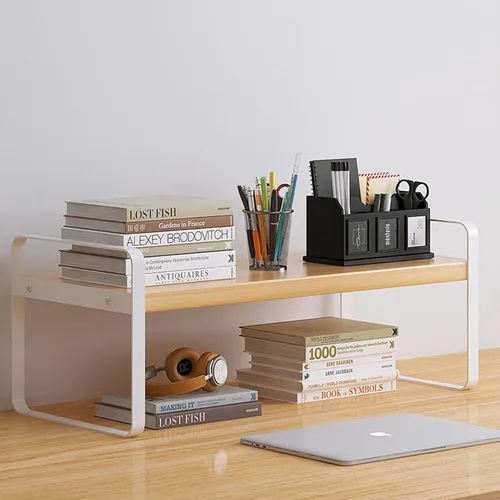 Vista 16 de YGYQZ - Organizador de escritorio de madera para oficina - Suministros de escritorio, lindo tocador, estante de almacenamiento y organización