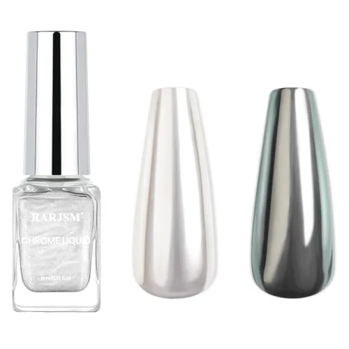 Vista 11 de RARJSM Aurora - Esmalte de uñas cromado, polvo de uñas camaleón, líquido metálico, efecto espejo rosa, verde, iridiscente, cromado, para esmalte