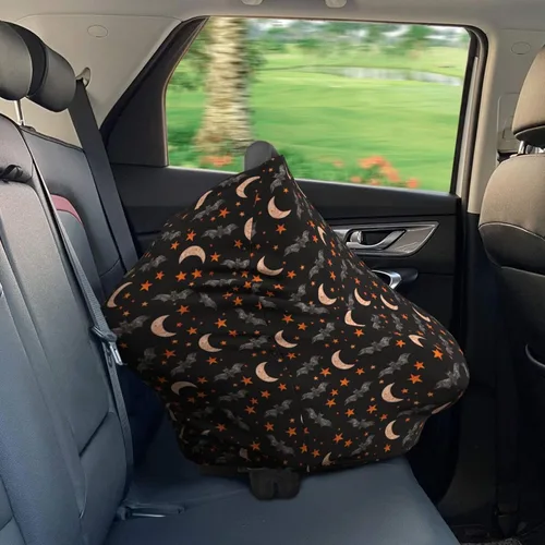 Vista 5 de Bats Star Moon - Fundas de asiento de automóvil para bebé, cubierta suave para cochecito de bebé, fundas de lactancia materna para niñas y niños