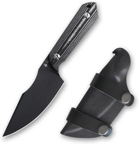 Vista 9 de Kizer Mini Harpoon Cuchillo de hoja fija con funda, cuchillo de caza de hoja de 3 V con mango de micarta, cuchillos pequeños EDC de hoja fija