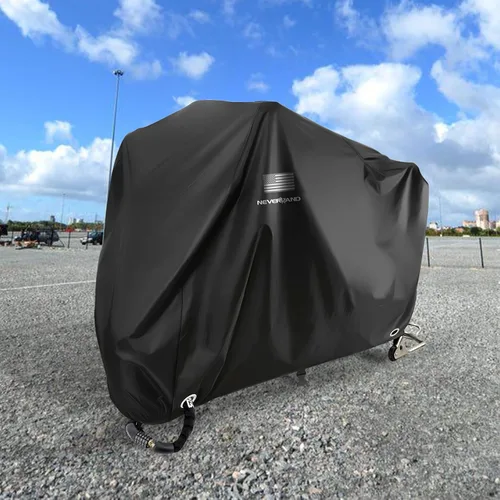 Vista 7 de NEVERLAND Funda impermeable para motocicleta al aire libre – Funda negra resistente para scooter, cubierta de motocicleta con logotipo reflectante