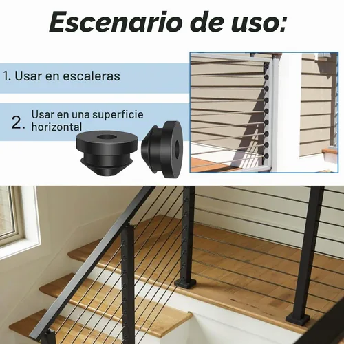 Vista 6 de Paquete de 100 fundas protectoras de goma para barandillas de cable