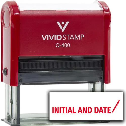 Vista 17 de Vivid Stamp Sello de goma autoentintado con inicial y fecha (tinta negra) - Q-300 Negro