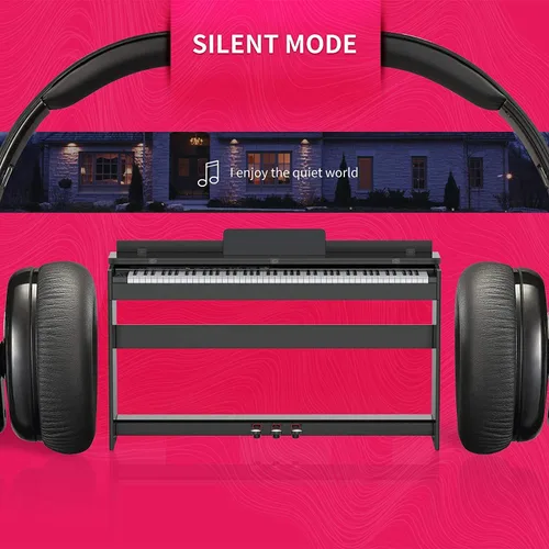 Vista 5 de Ajuste de piano digital ponderado de 88 teclas, piano vertical eléctrico con unidad de 3 pedales, pantalla LCD, tamaño completo multifuncional
