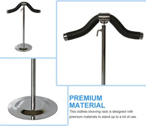 Vista 2 de Cabilock Soporte de exhibición de ropa de acero inoxidable para mujer, soporte de hombro flexible, soporte de ropa para niña, soporte de ropa
