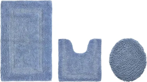 Vista 582 de Better Trends - Juego de 2 alfombras de baño 100% algodón, extra suaves, con borlas, de 17" x 24", alfombra de baño superabsorbente y reversible