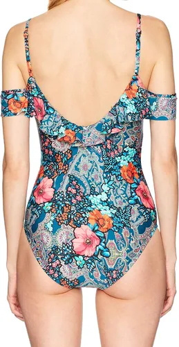 Vista 2 de Laundry by Shelli Segal Women's Standard Floral Paisley Ruffle One Piece Swimsuit