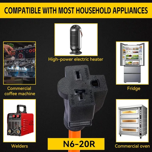 Vista 6 de PLIS Nema 6-50P a 6-15R/6-20R Cable adaptador de corriente para soldador, 6-50P 50-Amp a 6-20R 20A T-Blade, STW, 50 amperios, 250V, 1.5 pies