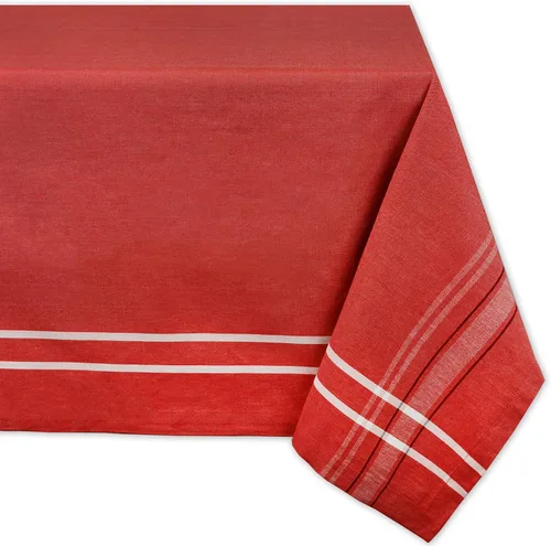 Vista 22 de DII - Mantel para mesa de comedor, estilo rústico, colección de manteles con rayas estilo francés, 60 x 84 pulgadas, color gris pardo/rojo