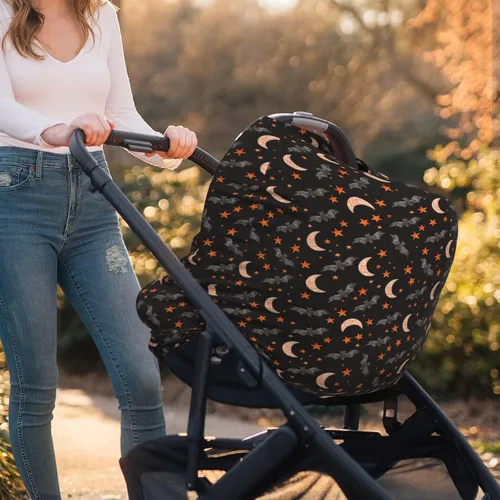 Vista 3 de Bats Star Moon - Fundas de asiento de automóvil para bebé, cubierta suave para cochecito de bebé, fundas de lactancia materna para niñas y niños