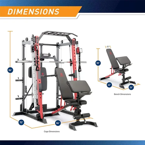 Vista 6 de Marcy Smith Machine Cage System Home Gym Multifunction Rack, Customizable Training Station