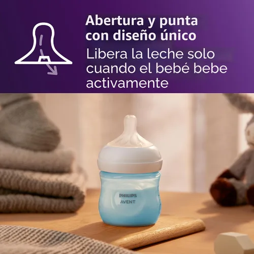 Vista 3 de Philips Avent - Biberón natural con boquilla de respuesta natural, azul, 4 onzas, paquete de 4, SCY900/24