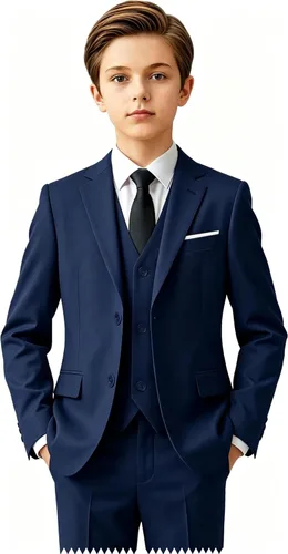Vista 9 de Trajes para niños para portador de anillos de boda formal, traje de Negro (corbata)