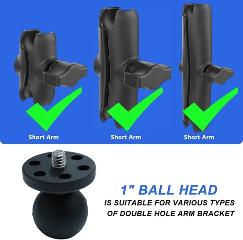 Vista 3 de Adaptador de montaje de bola de 1 pulgada para Insta360 con base de liberación rápida para Gopro, compatible con soportes de cabeza de bola RAM