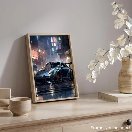 Vista 5 de Inspirational Wall Art Co. - Turbo Porsche 911 2023 - Carteles de coche para habitación de niños - Decoración de pared del automóvil - Decoración