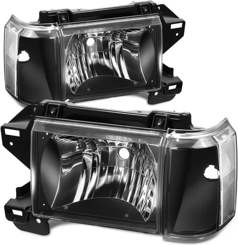 Vista 8 de Auto Dynasty Conjunto de faros delanteros compatible con Ford Bronco F-150 F-250 F-350 1987-1991, reemplazo de faros halógenos del lado