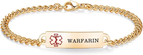 Vista 131 de Pulseras de identificación de alerta médica de 6.5 "-8.5" para mujeres, pulseras de emergencia médica de acero inoxidable, grabado gratuito