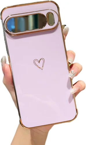 Vista 26 de ZTOFERA Funda diseñada para Google Pixel 7a, bonito diseño de corazones de amor con borde chapado y protección de lente de cámara, para Google Pixel