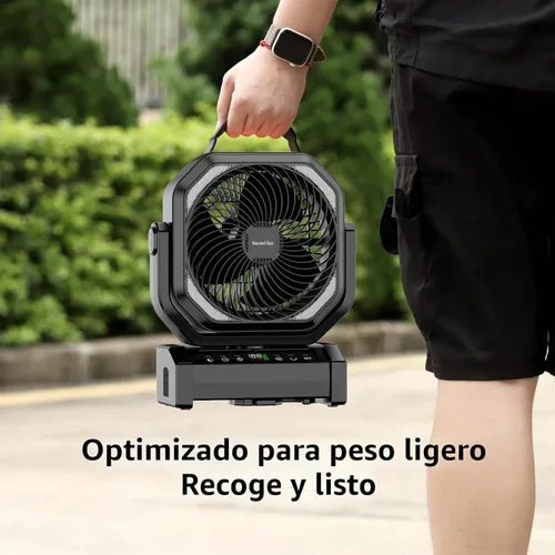 Vista 6 de Socool Ventilador de campamento con luz, ventilador de batería recargable de 20000 mAh, tiempo máximo de funcionamiento de 112 horas, 9 velocidades