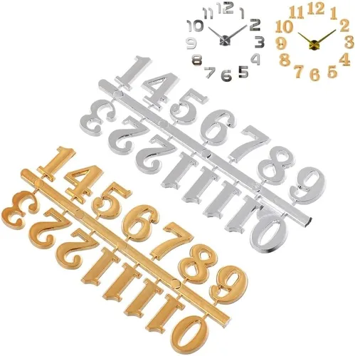 Vista 2 de Vctitil Kit de números de reloj de 6 piezas, número arábigo y número romano, números de reloj digital, diseño de manecillas de reloj, accesorios