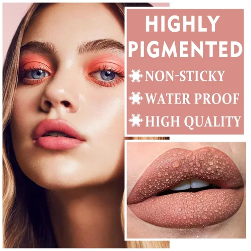 Vista 3 de IONSGAKO Lápiz labial mate nude aterciopelado, brillo de labios, no se decolora, no se pega a la copa, lápiz labial color nude, tinte de labios