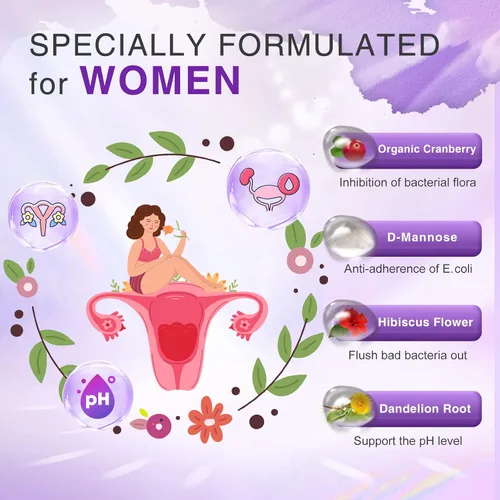 Vista 6 de ZEBORA Probióticos para mujeres 100 mil millones de UFC con prebióticos, D-manosa y arándano para digestivos, inmunes y femeninos, apoyo de salud UT