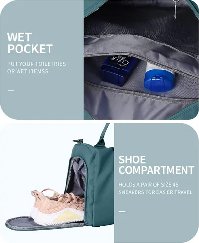 Vista 5 de Bolsa de lona de viaje, bolsas de fin de semana para mujeres y hombres, bolsa de transporte durante la noche, bolsa de hospital, bolsa de gimnasio
