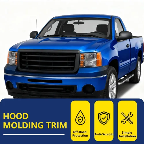 Vista 6 de Moldura de capó moldura negra compatible con GMC Sierra 1500 2500 2007-2013 camión