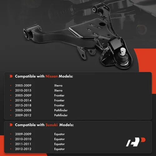 Vista 2 de Brazo de control inferior delantero derecho A-Premium, con rótula y buje Compatible con Nissan Frontier 2005-2018, Pathfinder 2005-2012, Xterra
