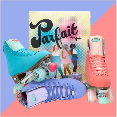 Vista 5 de VNLA Parfait - Patines de ruedas para mujer De moda, cómodos y perfectos para pies anchos Patines de cuatro ruedas de caña alta High-Top Quad
