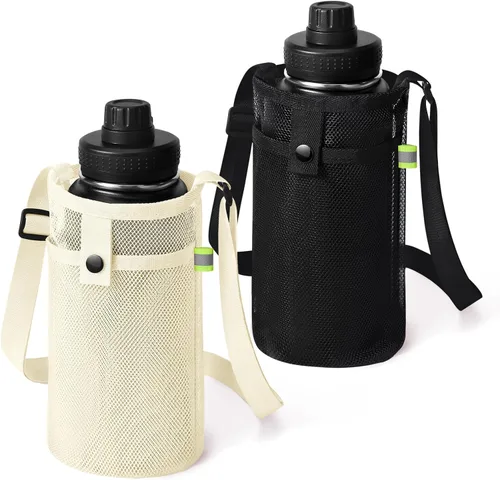 Vista 29 de Bolsa grande para botella de agua con correa, soporte de malla grande para botella de agua, correa para el hombro y bolsillo, soporte ligero